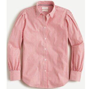 J.Crew Slim-Fit Puff-Sleeve Shirt in Red Stripe, Size 0